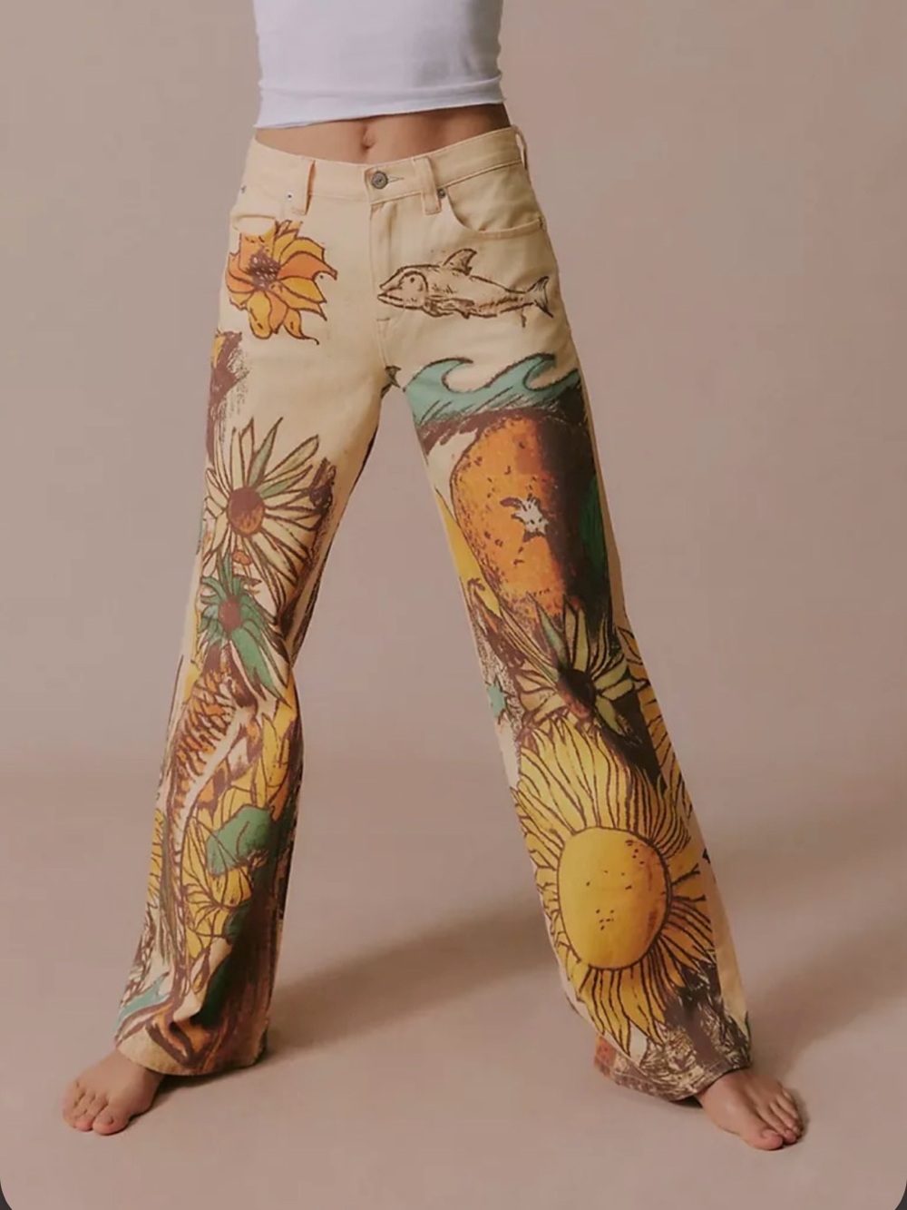 We The Free Tinsley Printed Straight Leg in Beach Scene